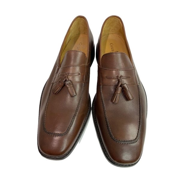 Size 10M Men\'s Cole Haan Tassel Pinch Loafers Brown Leather C07907 main image 5